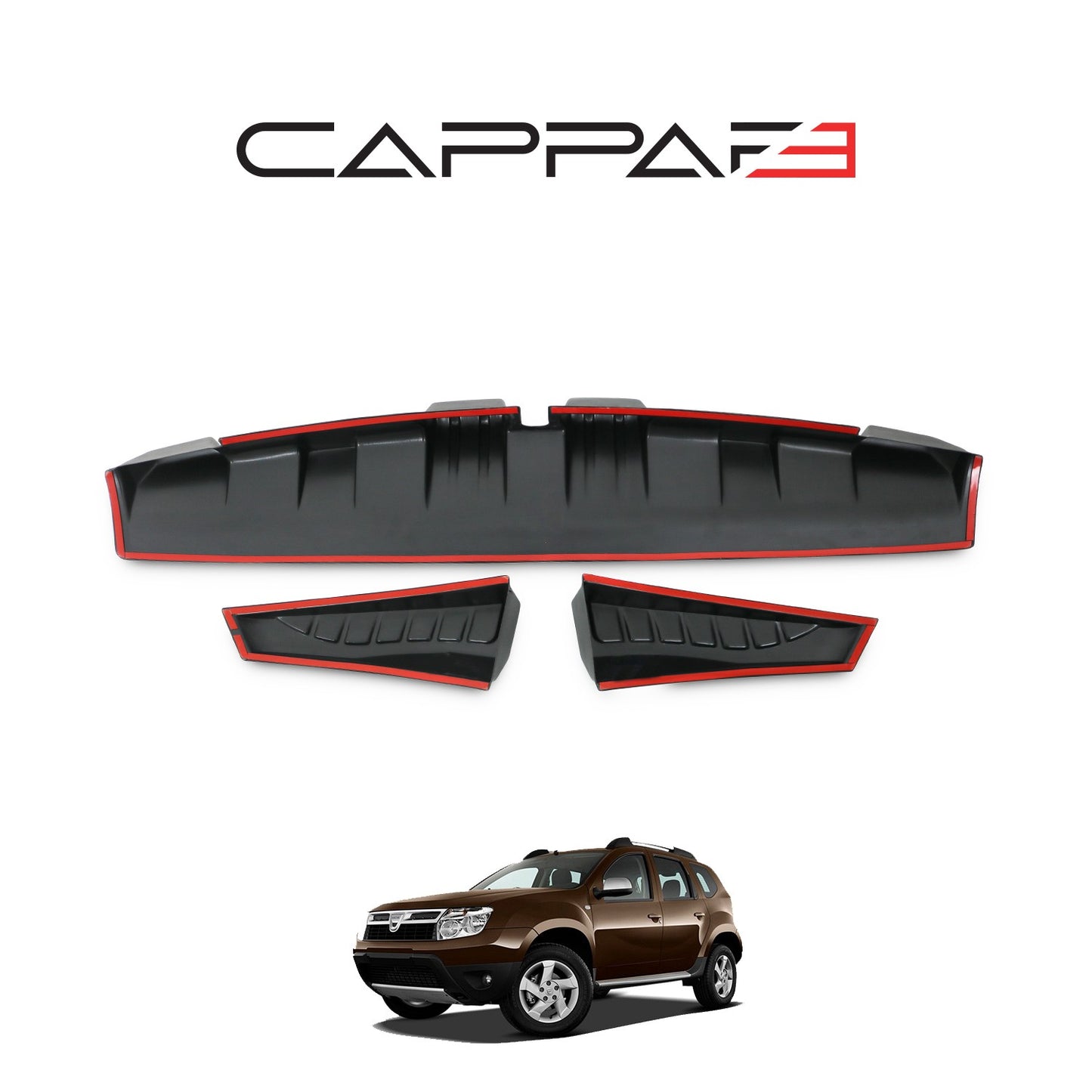 Dacia Duster 2010-2017 Yıl Aralığı Uyumlu Arka Cam Spoyler 3 Parça