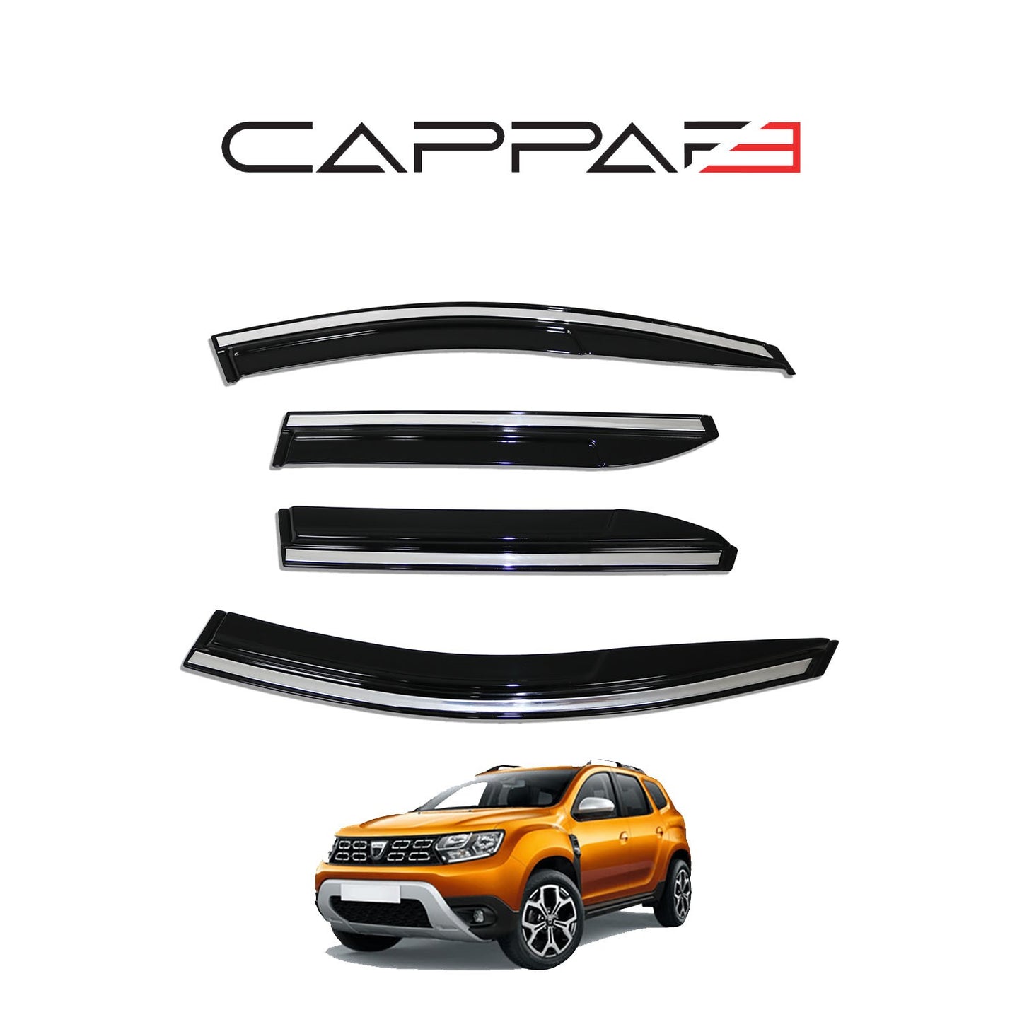 Dacia Duster 2018-2024 Yıl Aralığı Uyumlu Cam Rüzgarlığı 4 Parça Kromlu