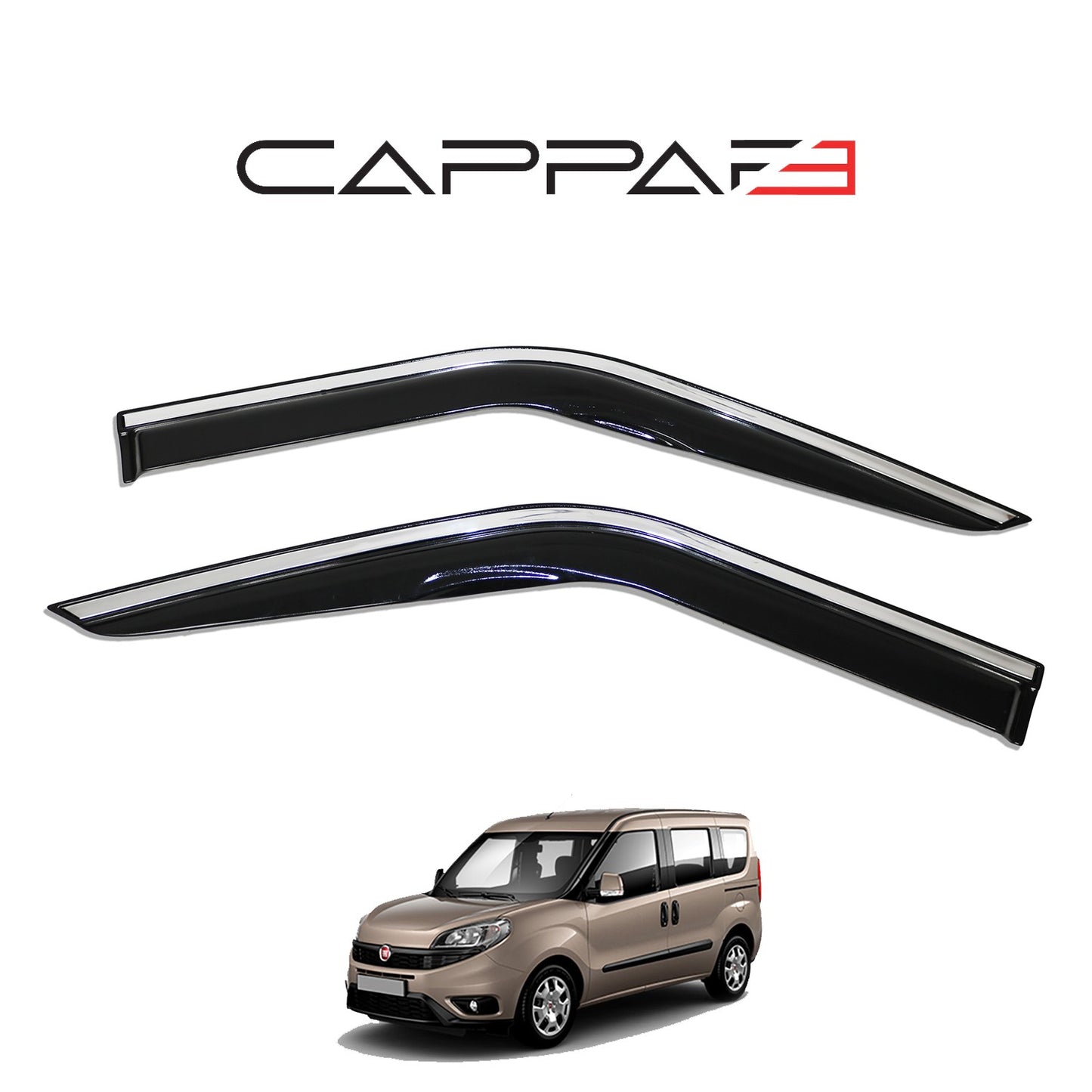 Fiat Doblo 2015-2022 Yıl Aralığı Uyumlu Cam Rüzgarlığı Kromlu 4 Parça