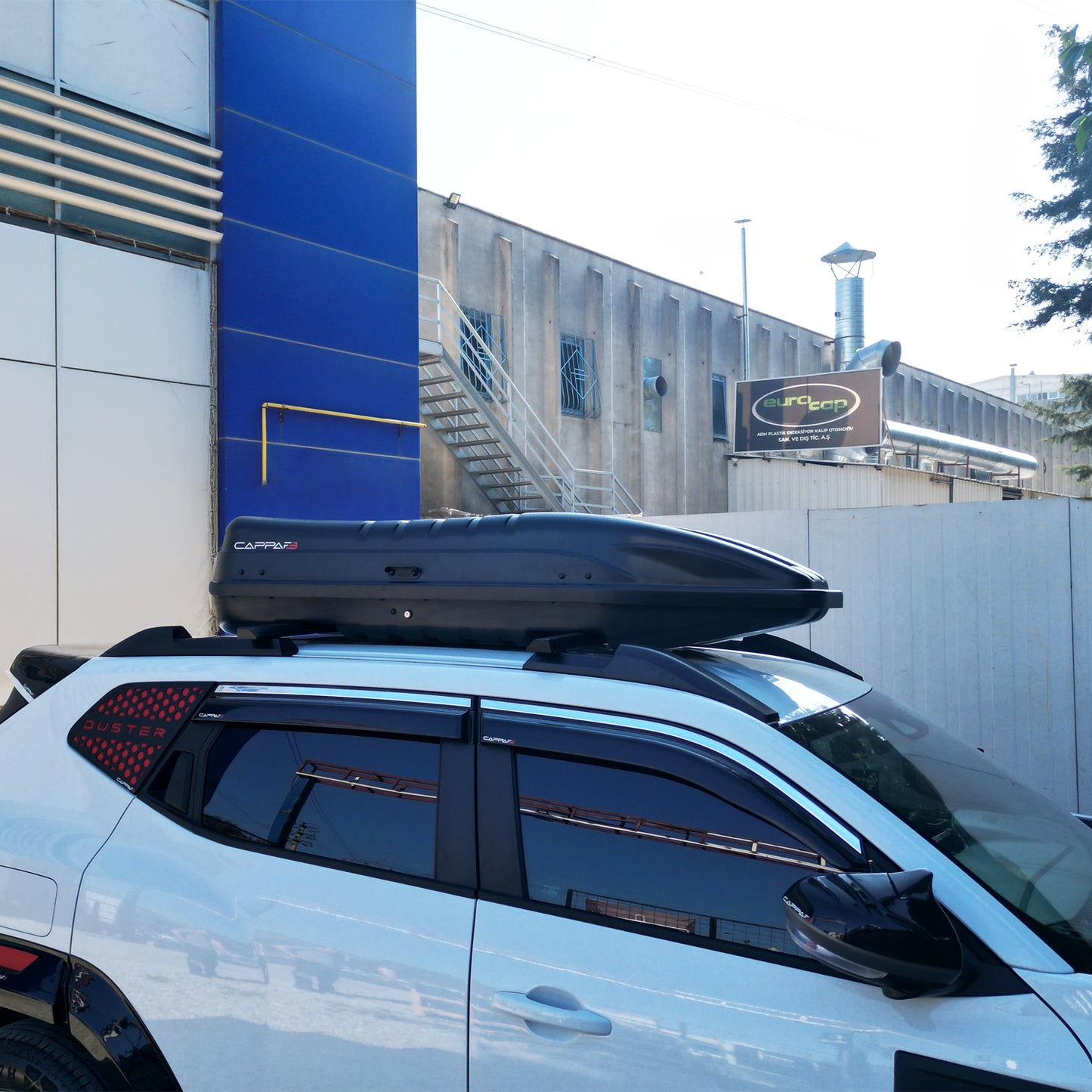 Universal Capbox Araç Üzeri Port Bagaj Bavul 450 Litre Çift Açılır Siyah Mat